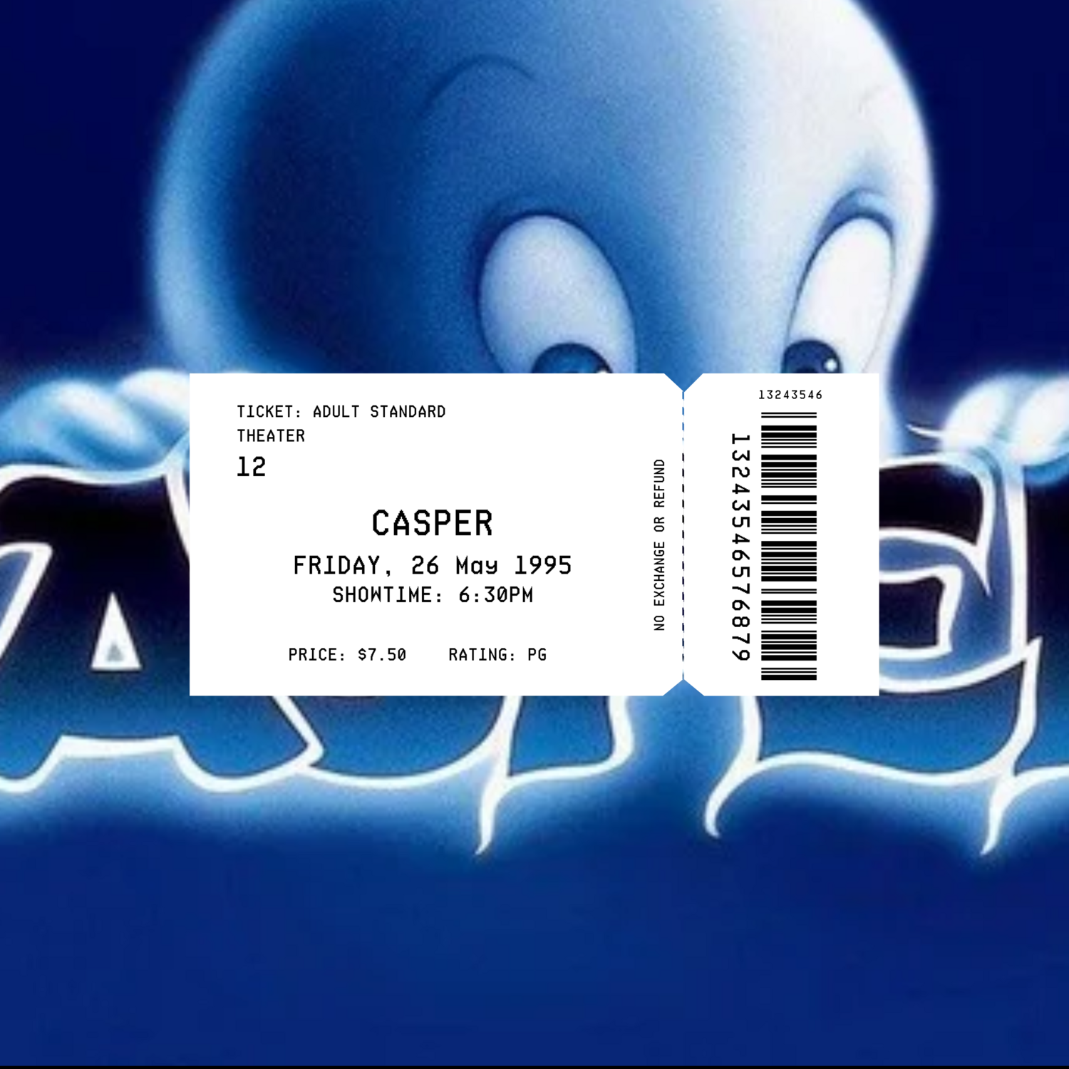 Movie Ticket Collection | Casper Sticker