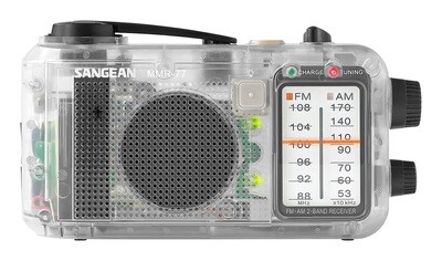 Sangean MMR-77CL Self-Powered Hand Crank Clear  Analog AM/FM Radio