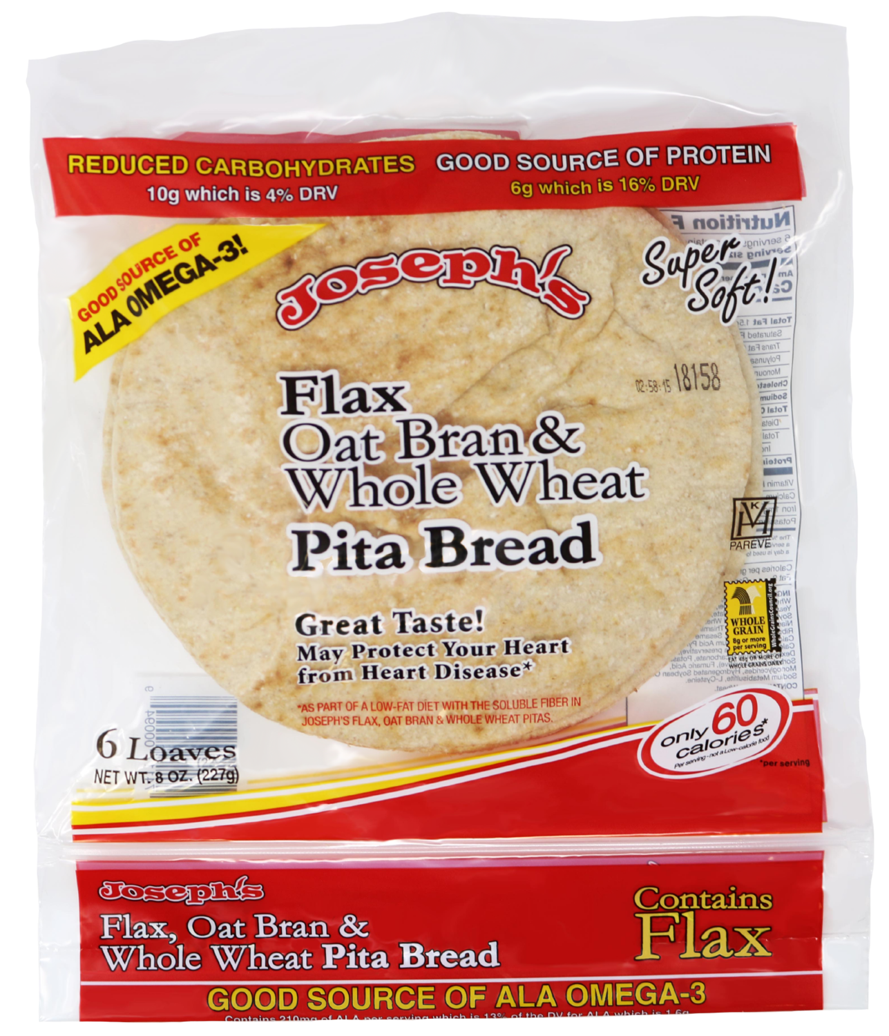 Pita Bread - Oat Bran & Whole Wheat 6ct