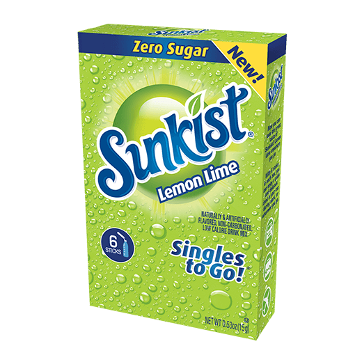 Sunkist Singles to Go! 6ct (add to 16.9oz water)     Lemon Lime