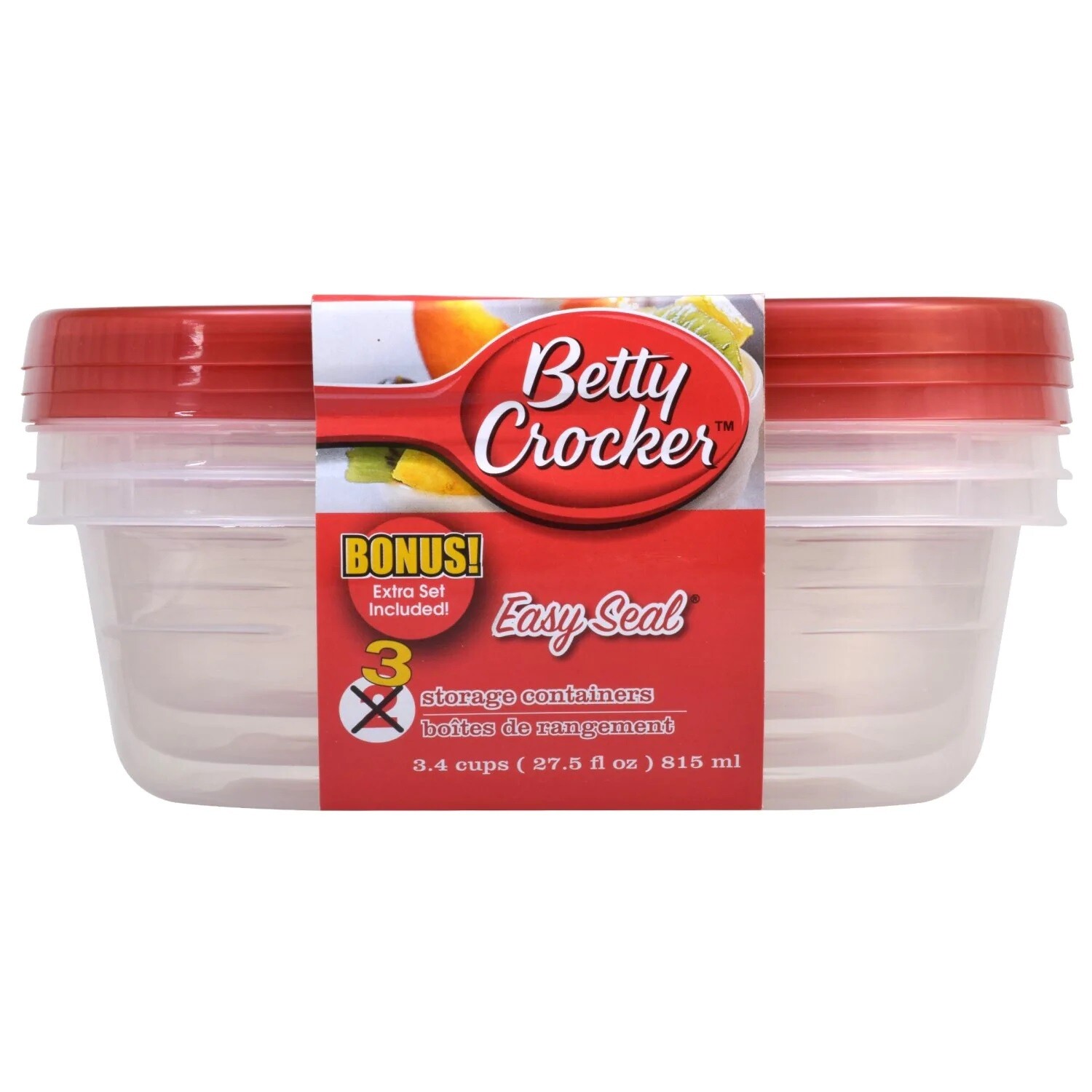 Betty Crocker Square Container w/lid 27.5oz 2ct