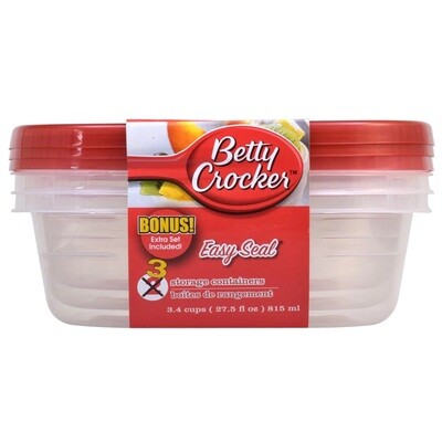Betty Crocker Square Container w/lid 27.5oz 2ct