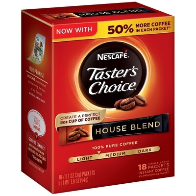 Taster&#39;s Choice Instant Coffee Sticks     House Blend 18ct