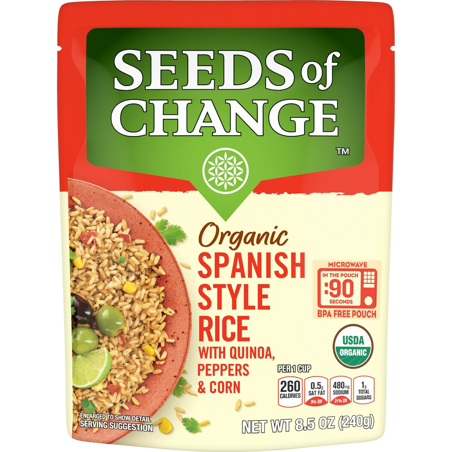 Seeds of Change Organic Rice Microwaveable Pouch - Spanish Style Rice