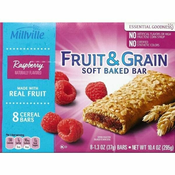 Cereal Bars     Raspberry Fruit and Grain 8ct