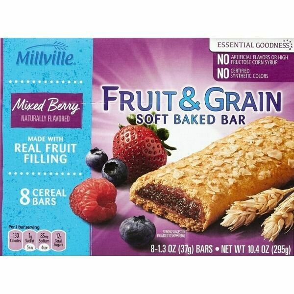 Cereal Bars Mixed Berry Fruit and Grain 8ct