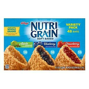 Kellog’s Nutrigrain Bars 48ct (16 Apple Cinnamon, 16 blueberry,  16 strawberry)