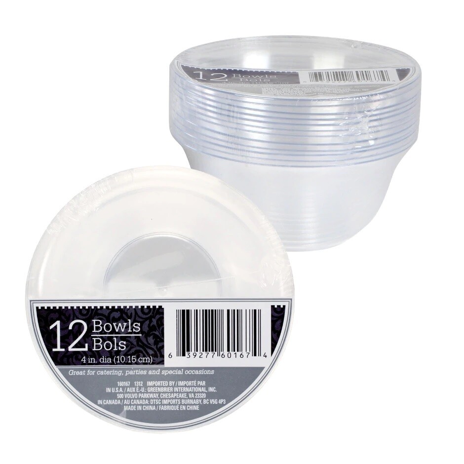 4-inch clear plastic disposable bowls 10ct