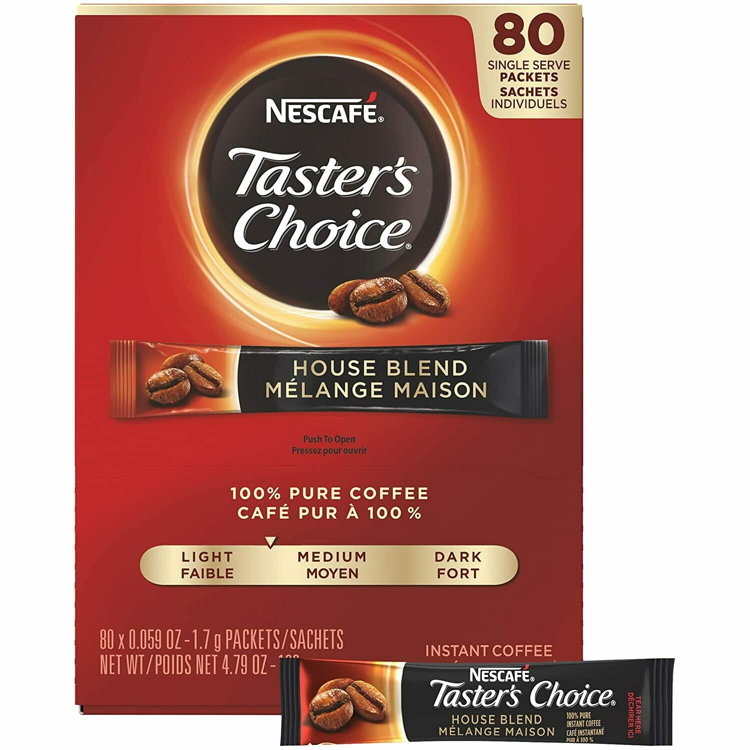 Taster's Choice Instant Coffee Sticks House Blend 80ct
