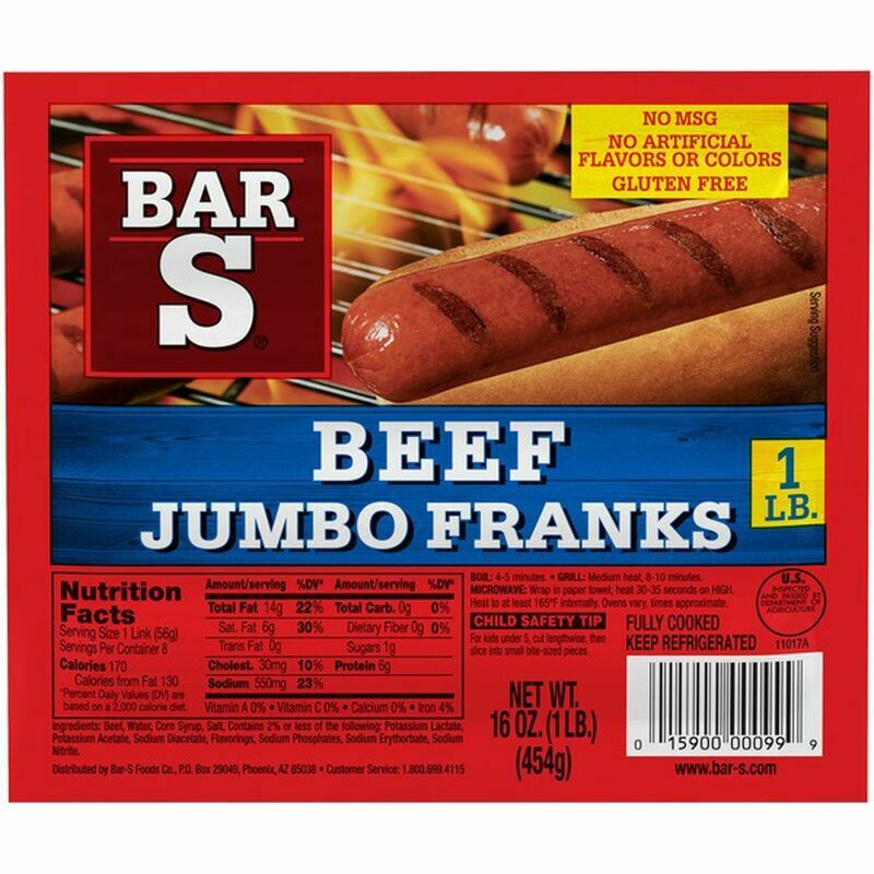 Bar S Hot Dogs Beef Jumbo Franks