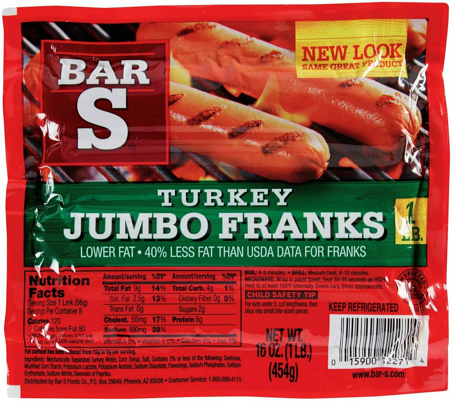 Bar S Hot Dogs Turkey Jumbo Franks