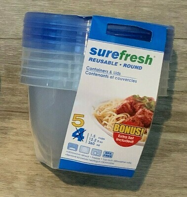 SureFresh Round Container w/lid 12.2oz 4ct