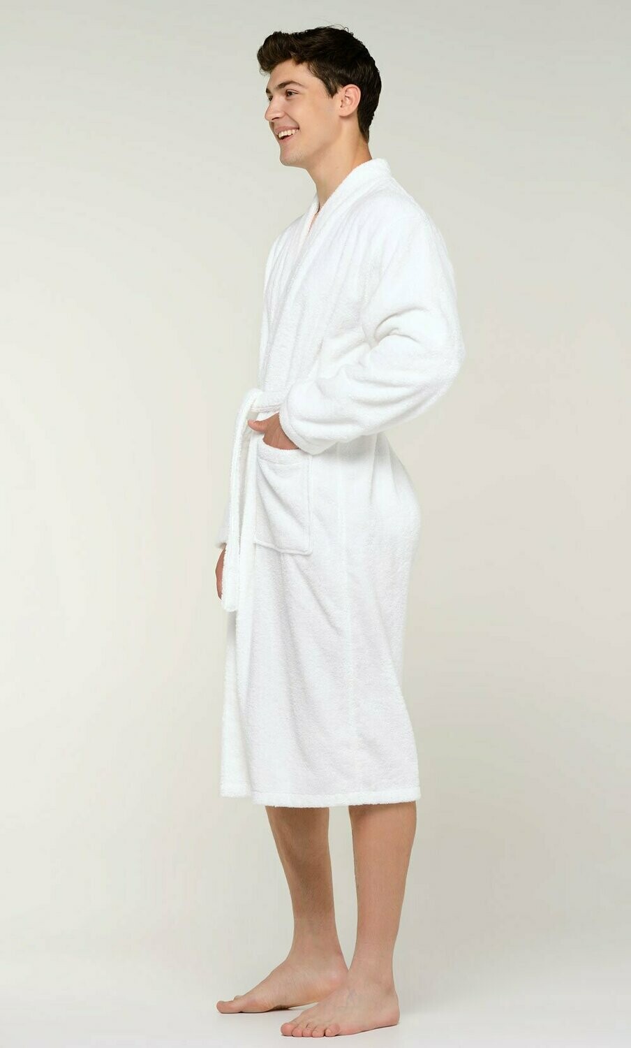 100% Turkish Cotton White Terry Kimono Bathrobe Size L-XL