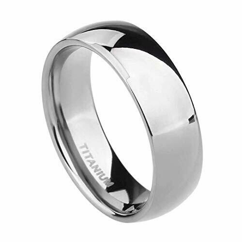 TIGRADE 8mm Titanium Ring Plain Dome High Polished Wedding Band Comfort Fit (Size 6-15)