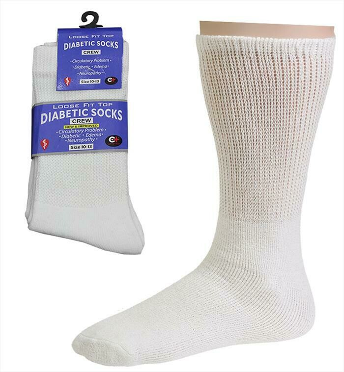 Men's Diabetic Crew Socks, white 3ct