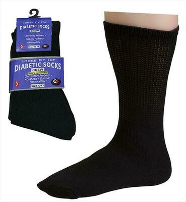 Men's Diabetic Crew Socks, black 3ct