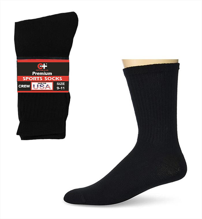 Men's Crew Socks, black 3ct