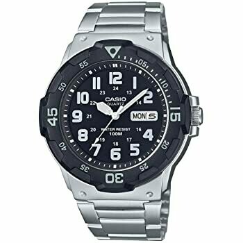 Casio MRW-200HD-1BVCF 3-Hand Analog Water Resistant Watch, Day/Date, Stainless Steel Band