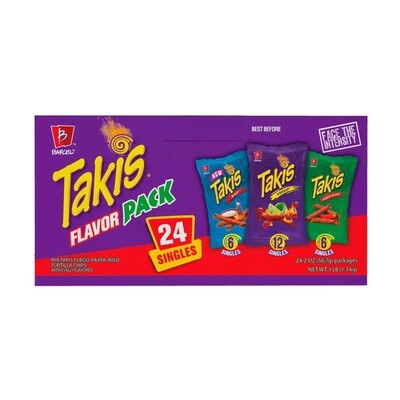 Takis Flavor Pack 24ct (6 Wild, 12 Fuego, 6 Crunchy Fiesta)