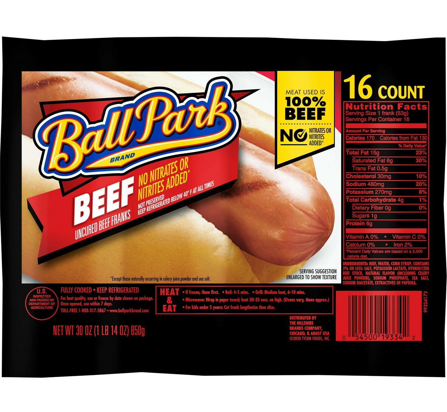 Ball Park Beef Franks 16ct