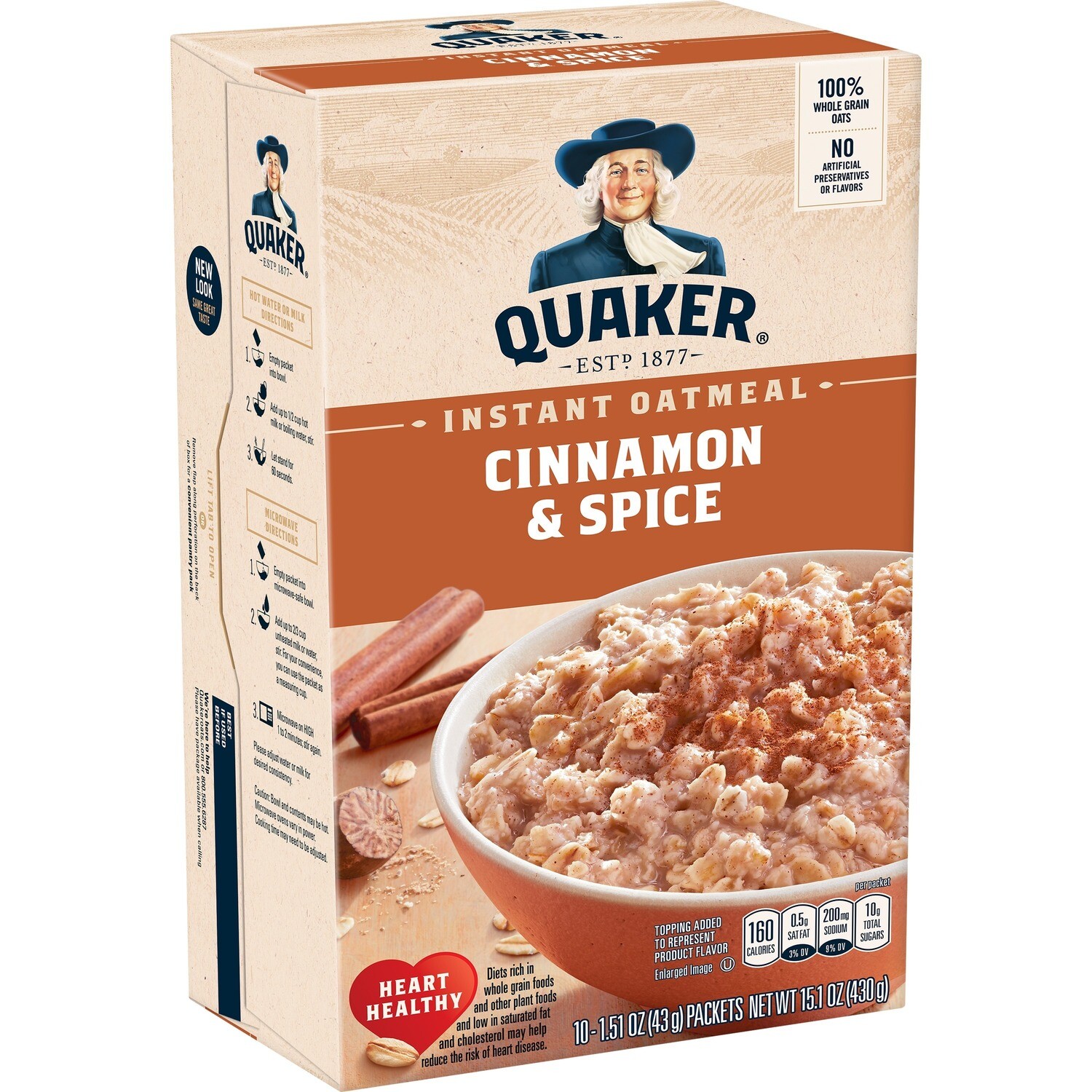 Quaker Instant Oatmeal     Cinnamon & Spice 10ct