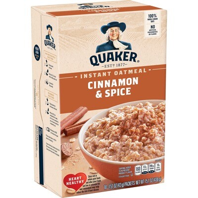 Quaker Instant Oatmeal Cinnamon & Spice 8ct