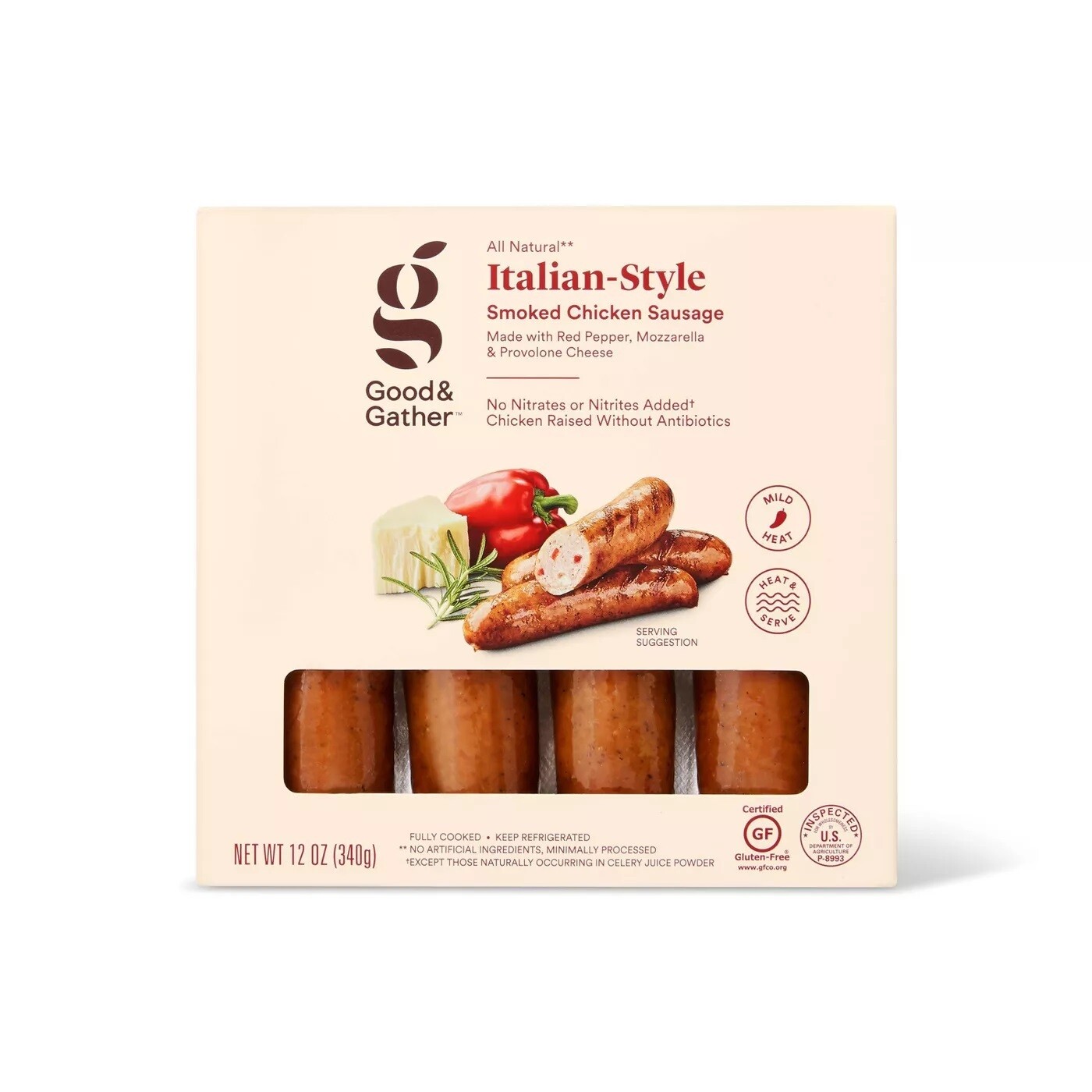 Good & Gather Sausages 4ct (contains pork) - Italian (individually wrapped)