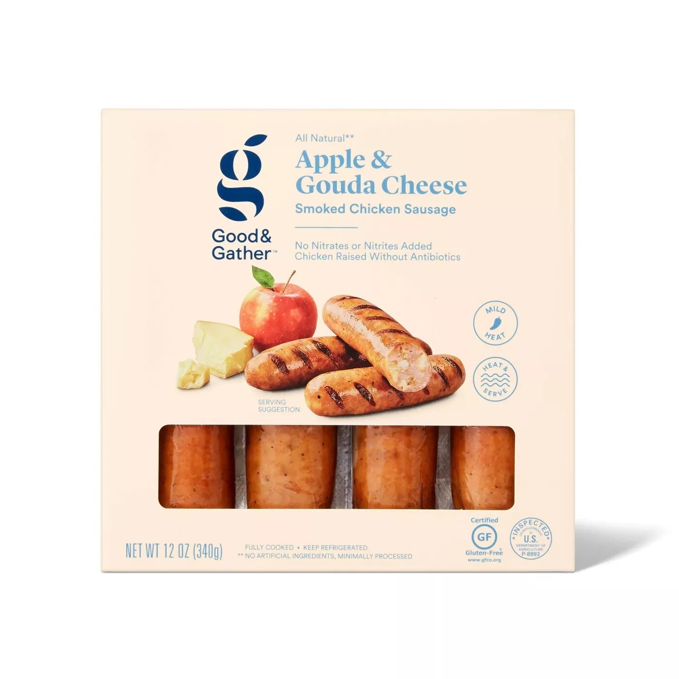 Good & Gather Sausages 4ct (contains pork) - Apple & Gouda (individually wrapped)