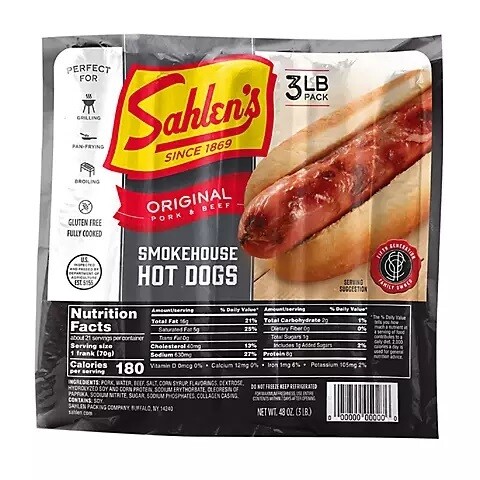 Hot Dogs - Sahlen's Original Smokehouse Club Pack 24ct