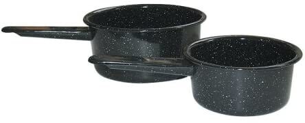 Granite Ware 1qt and 2qt pot set (no lids) - riveted handles