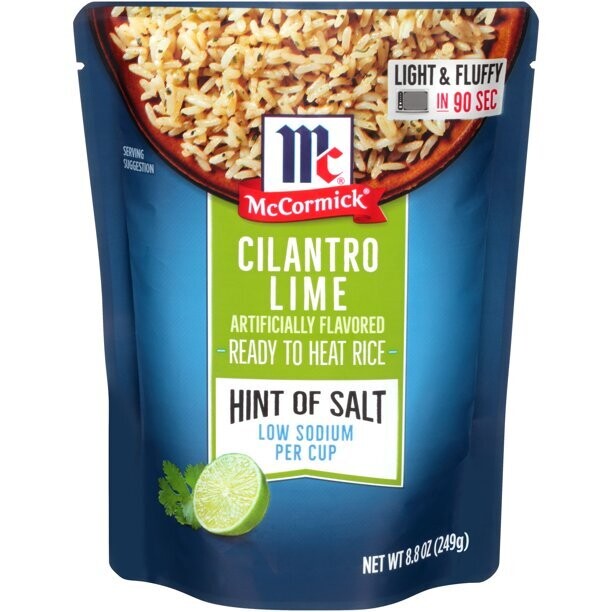 McCormick Hint of Salt Ready to Heat Rice Microwavable Pouch Cilantro Lime