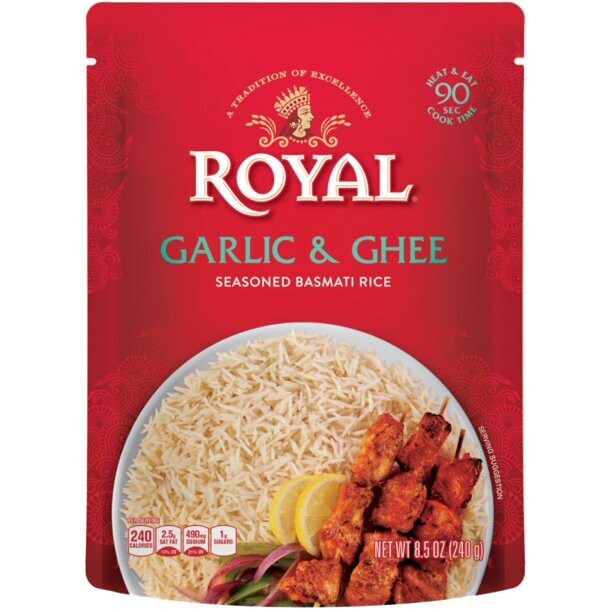Royal Heat And Eat Rice Microwave Pouches - Garlic & Ghee