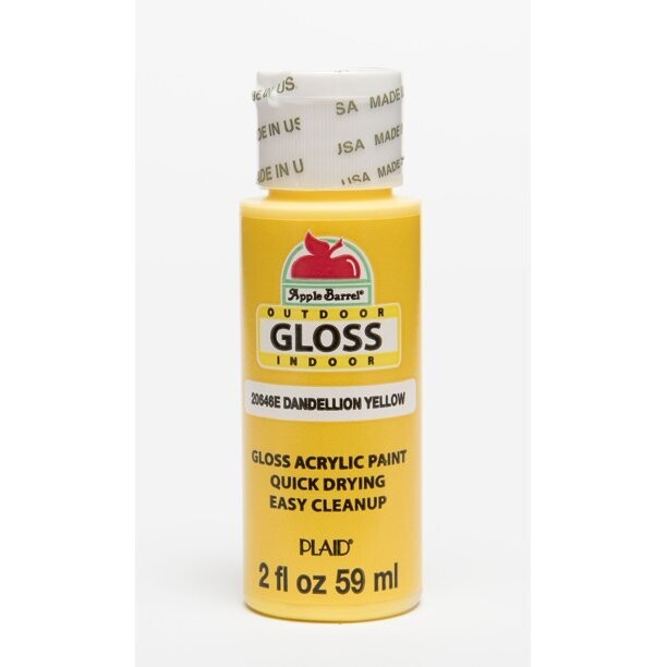 Apple Barrel Gloss Acrylic Craft Paint, 2oz bottles Dandelion Yellow