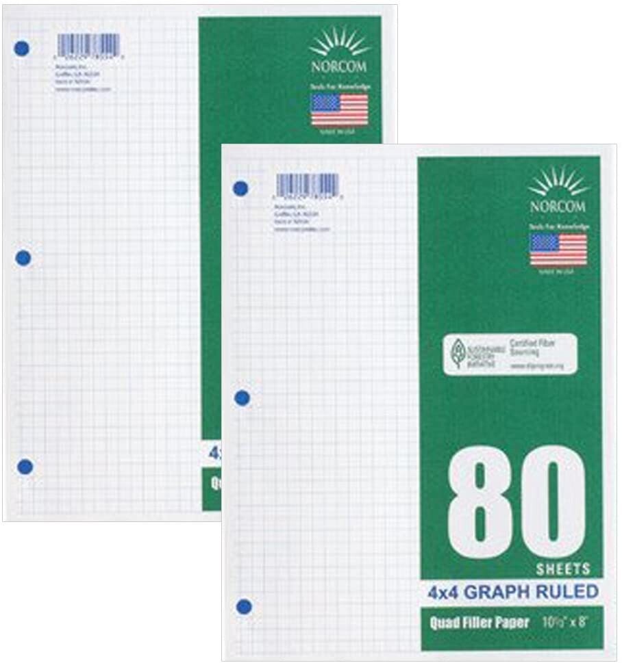 Graph Paper 4x4 3-hole punched 8'' x 10.5'' (80ct)