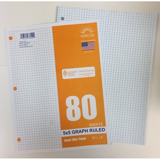 Graph Paper 5x5 3-hole punched 8'' x 10.5'' (80ct)