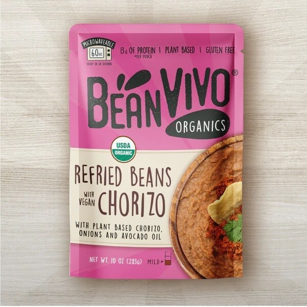 BeanVivo Organic Bean Pouch - Refried Beans with Vegan Chorizo