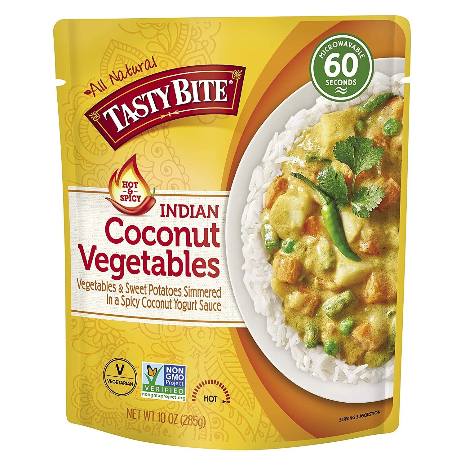 Tasty Bite Indian Microwave Pouches Hot & Spicy Coconut Vegetables