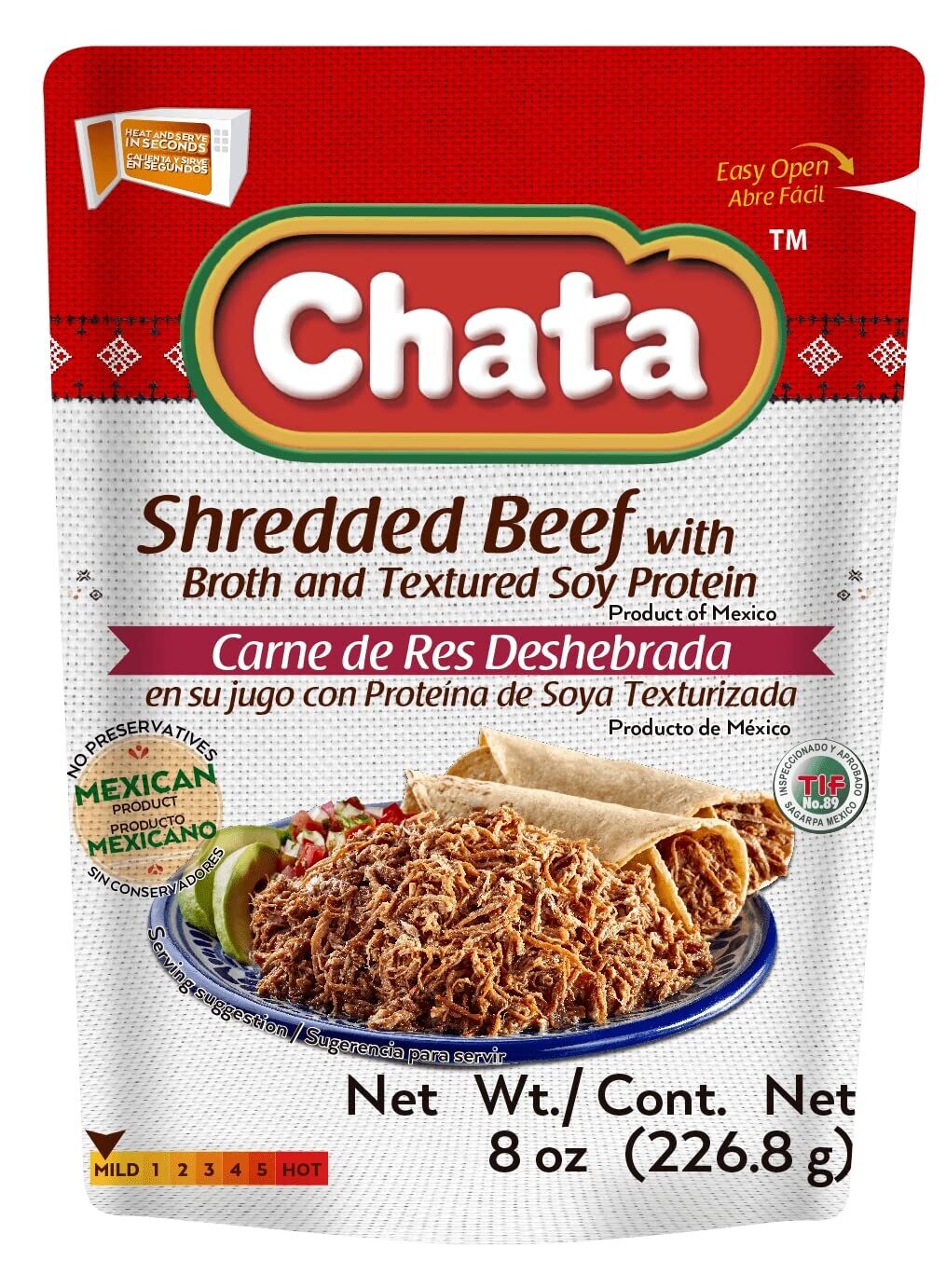 Chata Shredded Beef with Broth and Textured Soy Protein