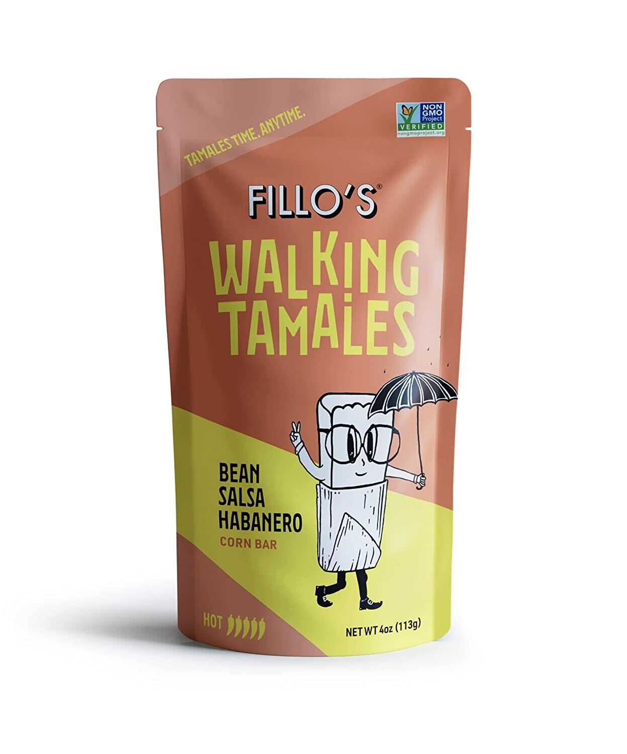 Fillo's Walking Tamales Corn Bar - Bean Salsa Habanero (hot)