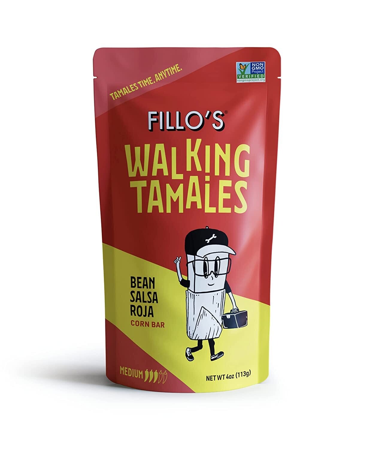 Fillo's Walking Tamales Corn Bar - Bean Salsa Roja (medium)