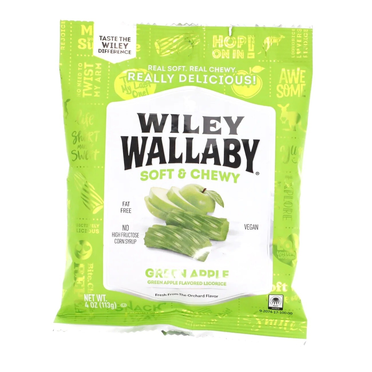 Peg Bags     Wiley Wallaby Licorice Pieces - Green Apple
