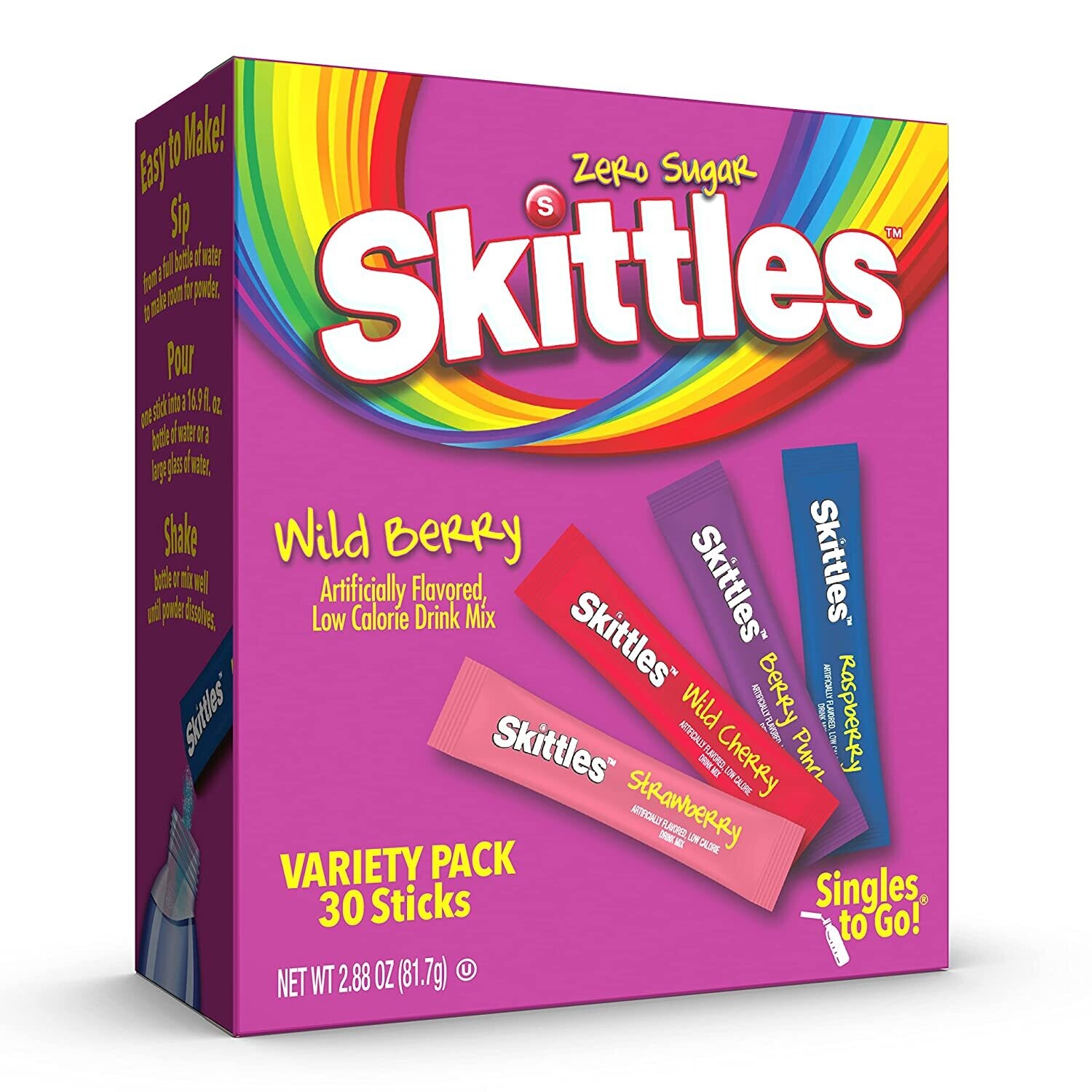 Skittles Wild Berry Singles to Go 30ct - (add to 16.9oz water)