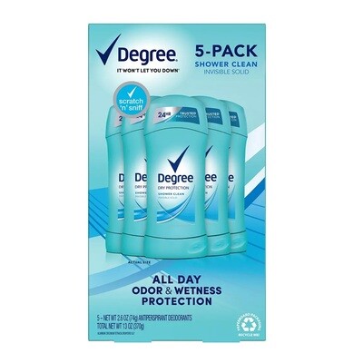 Degree Shower Clean 5ct 2.6oz antiperspirant (female)