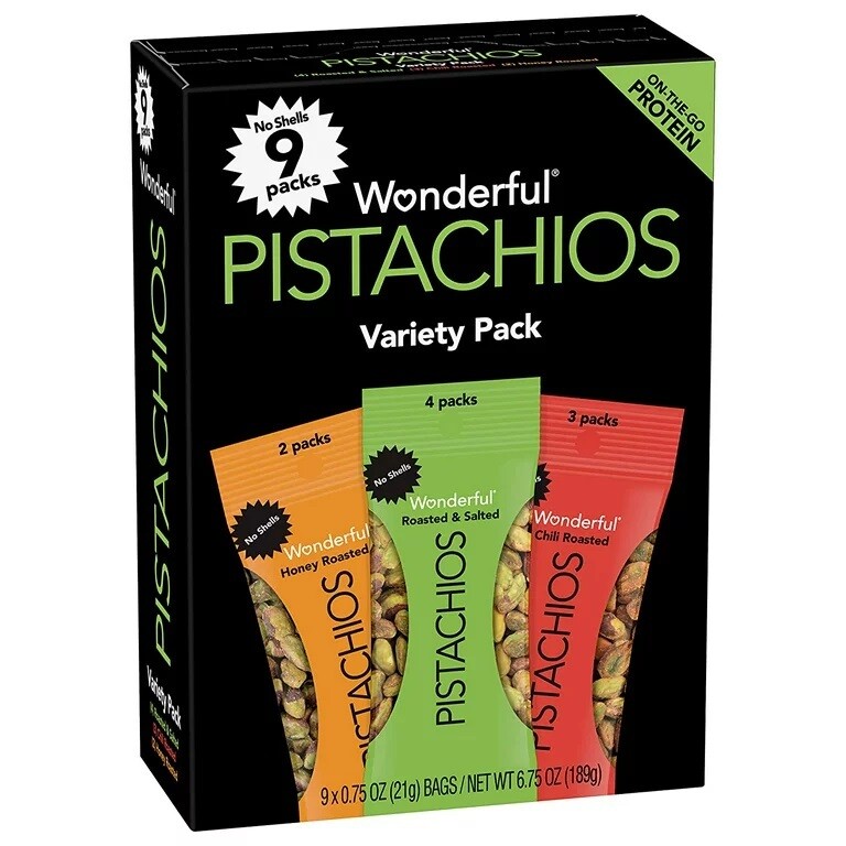 Pistachios - Shelled     0.75oz mini-bags Variety Pack 9ct