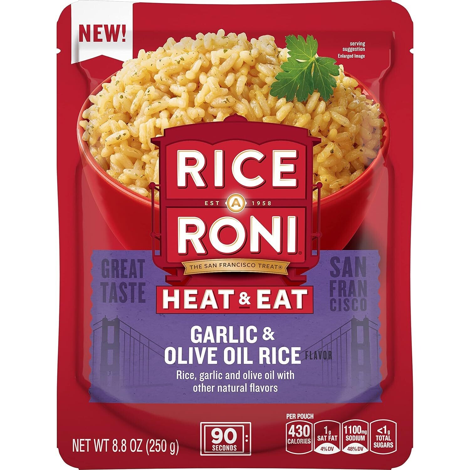 Rice-a-Roni Heat & Eat Rice Microwavable Pouch - Garlic & Olive Oil
