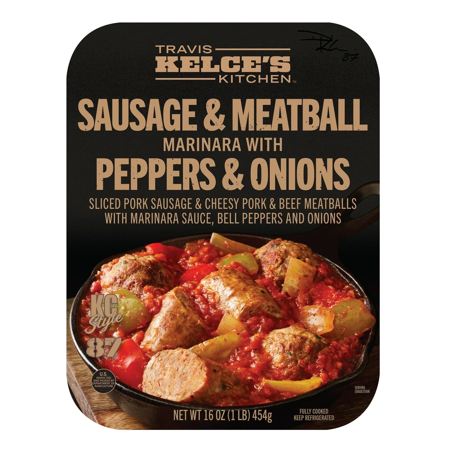 Travis Kelce's Kitchen Sausage & Meatball Marinara with Peppers & Onions
