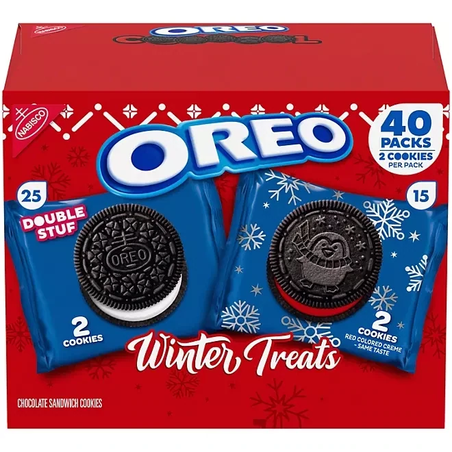 Nabisco Variety Pack - Oreo Winter Treats Variety Pack 40ct (25 Double-Stuf Oreo 2ct, 15 Red Colored Creme Oreos 2ct)