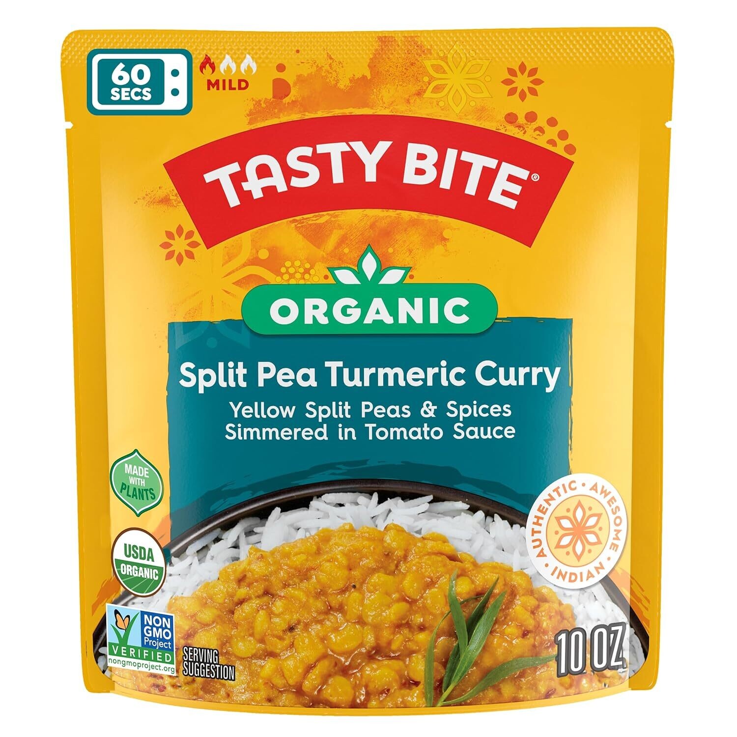 Tasty Bite Indian Microwave Pouches Split Pea Turmeric Curry (Jodhpur Dal)