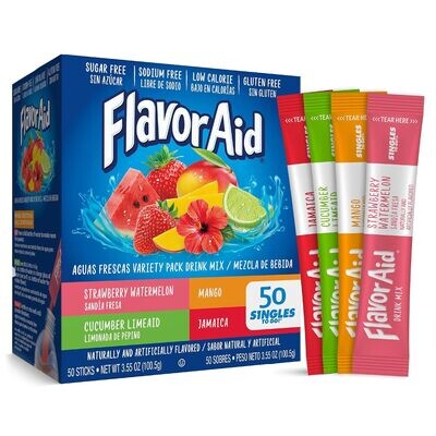 FlavorAid Aguas Frescas Variety Pack 50ct (add to 16.9oz water)