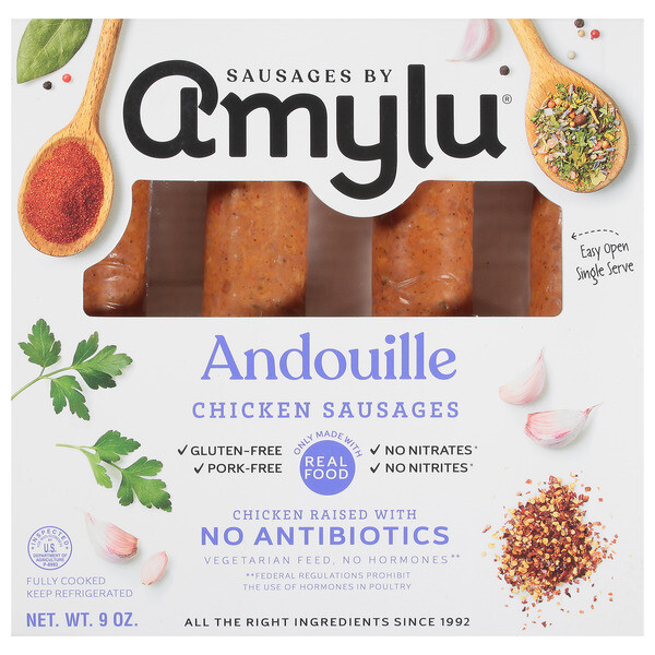 Amylu Chicken Sausages 4ct (pork free) -Andouille (individually wrapped)